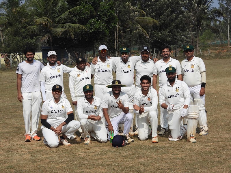 KAvach Cricket Club players at Play Arena Bangalore in traditional match cricket whites