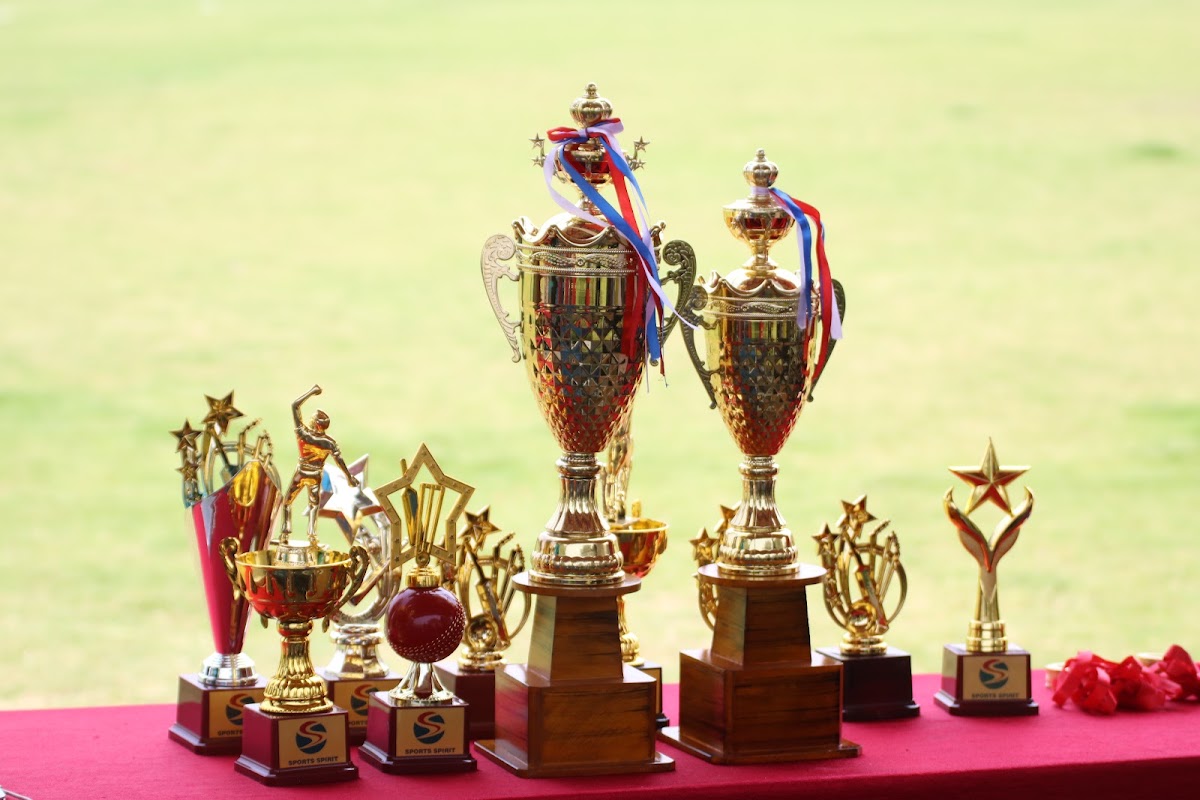 KAvach Cricket Club players at Play Arena Bangalore - KPL tournament trophies