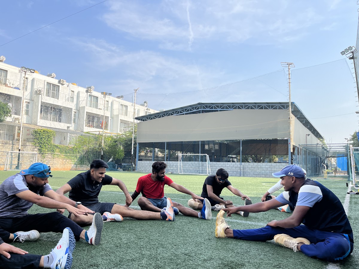 KAvach Cricket Club players at Play Arena Bangalore warming up and conditioning at KAvach Studio
