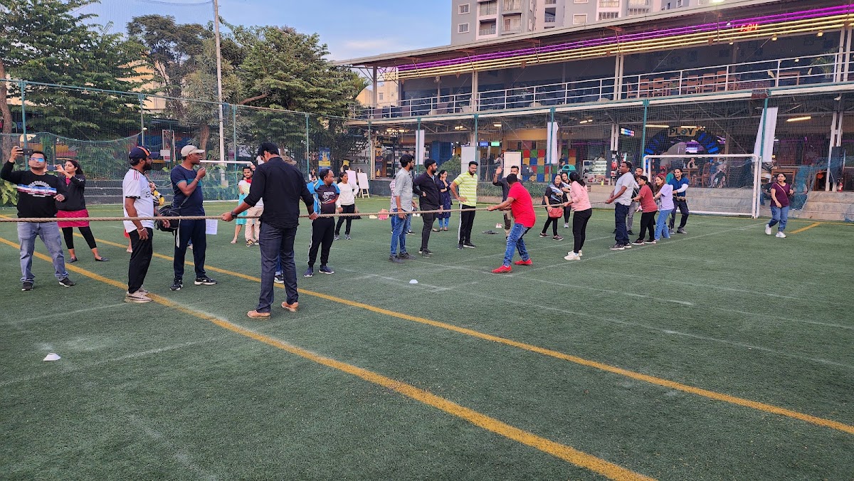 KAvach Cricket Club players at Play Arena Bangalore annual festival tug of war